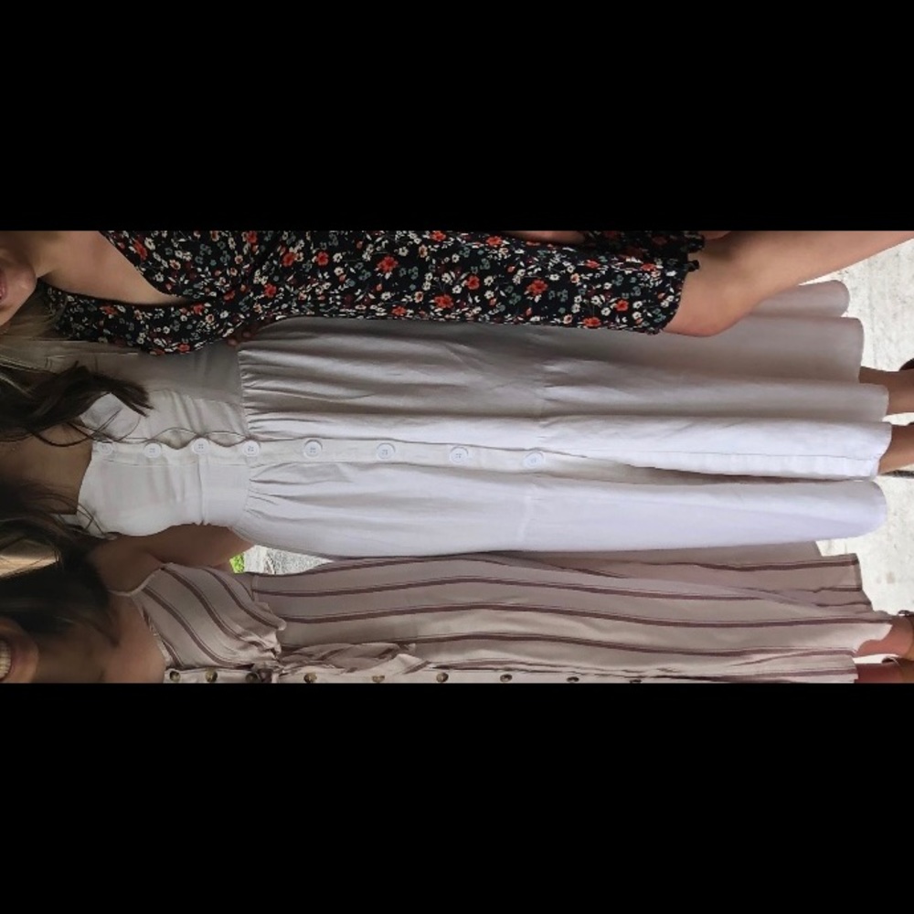 Only worn once white midi dress with buttons and tie straps